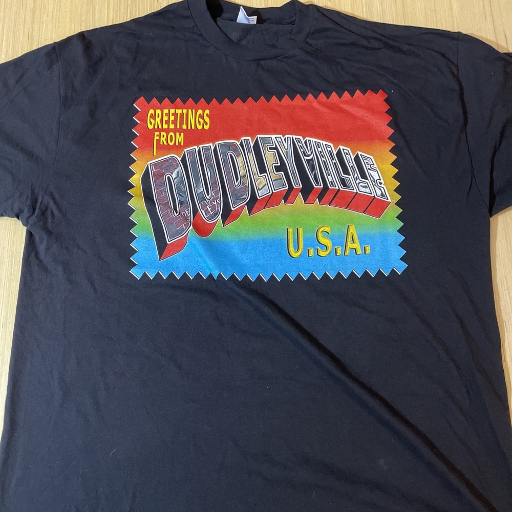 WWF The Dudley Boyz Greetings from Dudleyville USA Black T Shirtโ 2XL NOS